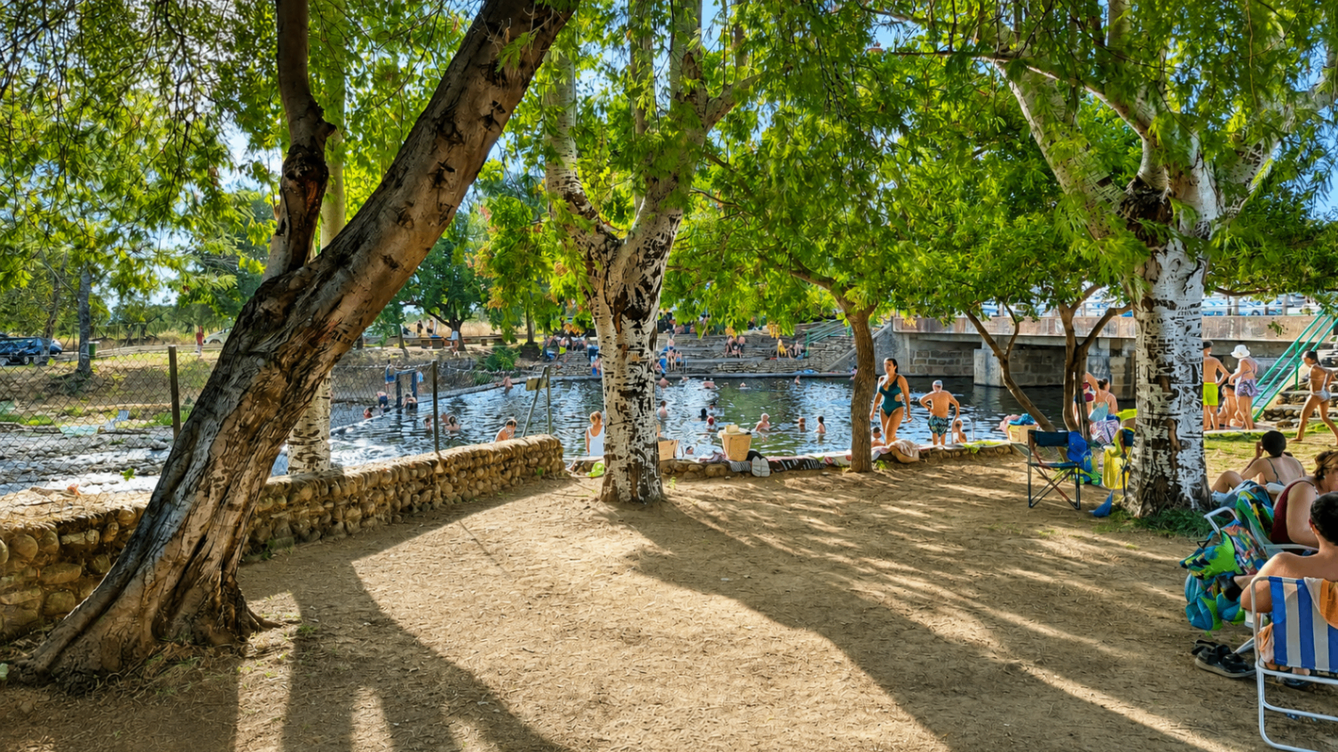 Zona de sombra junto al agua en La Granja