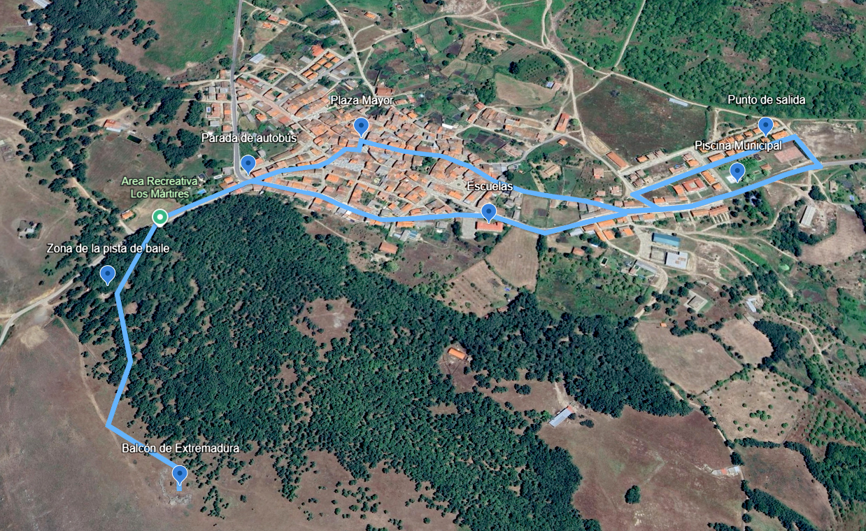 Mapa orientativo del recorrido Balcón de Extremadura
